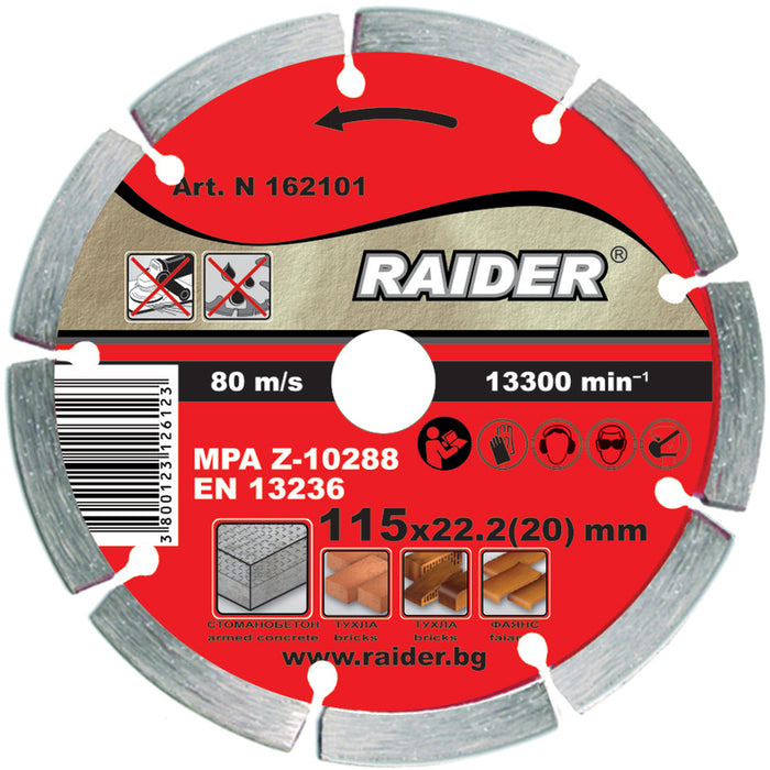 DIAMOND DISC FOR NON-METAL CUTTING RAIDER 115x2x22.23