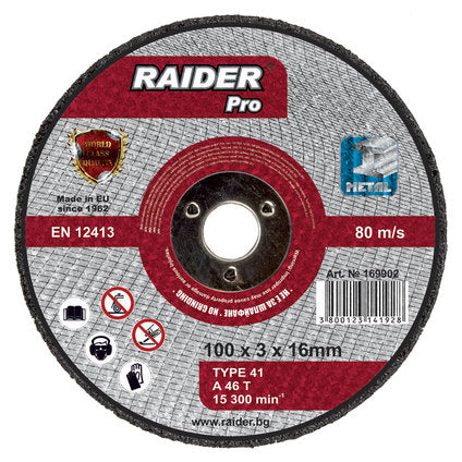 DISC FOR METAL Ф100X3Х16 MM RAIDER