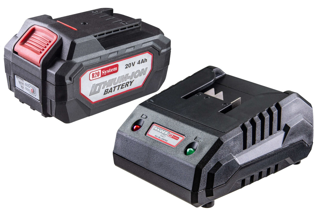АКУМУЛАТОРНА БАТЕРИЯ И ЗАРЯДНО УСТРОЙСТВО 20 V 4 AH RAIDER PRO R20 SYSTEM RDP-R20
