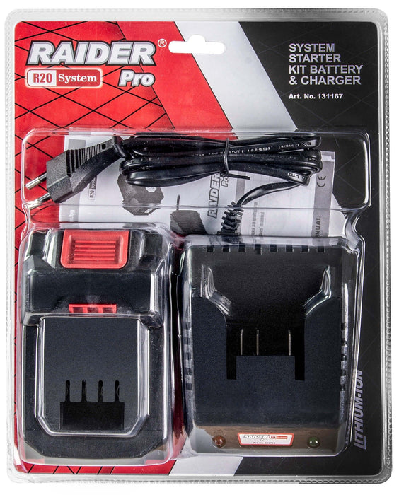 АКУМУЛАТОРНА БАТЕРИЯ И ЗАРЯДНО УСТРОЙСТВО 20 V 4 AH RAIDER PRO R20 SYSTEM RDP-R20