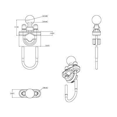 RAM Mounts Handlebar U-Bolt Base for Rails 0.5" to 1.25" in Diameter