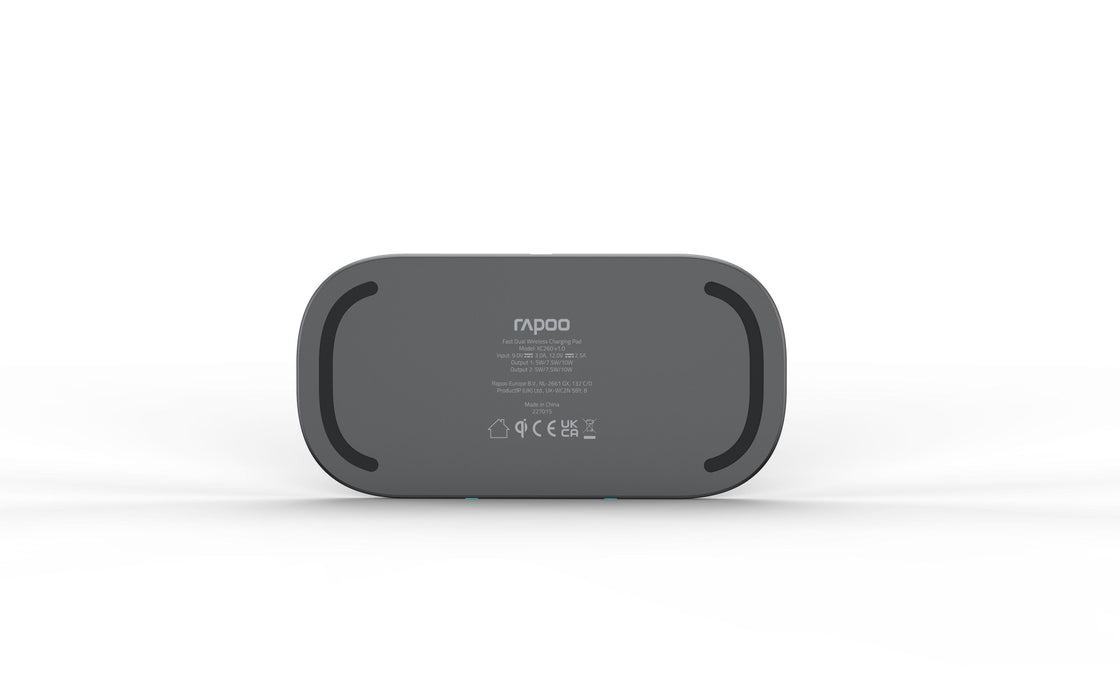 Wireless charger RAPOO XC260, Qi, Dual, 7.5W/10W, Black