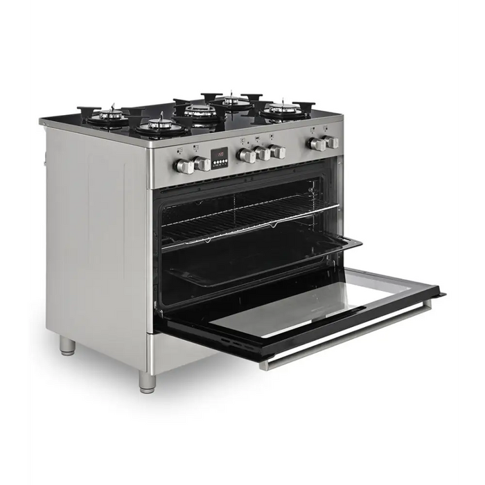 Ravanson KWGE-K90 Glass Inox gas-electric cooker - Free-standing kitchensAGD-KWS<<<Home Appliance