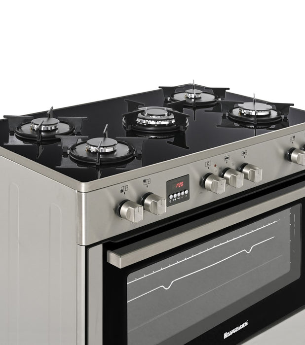 Ravanson KWGE-K90 Glass Inox gas-electric cooker