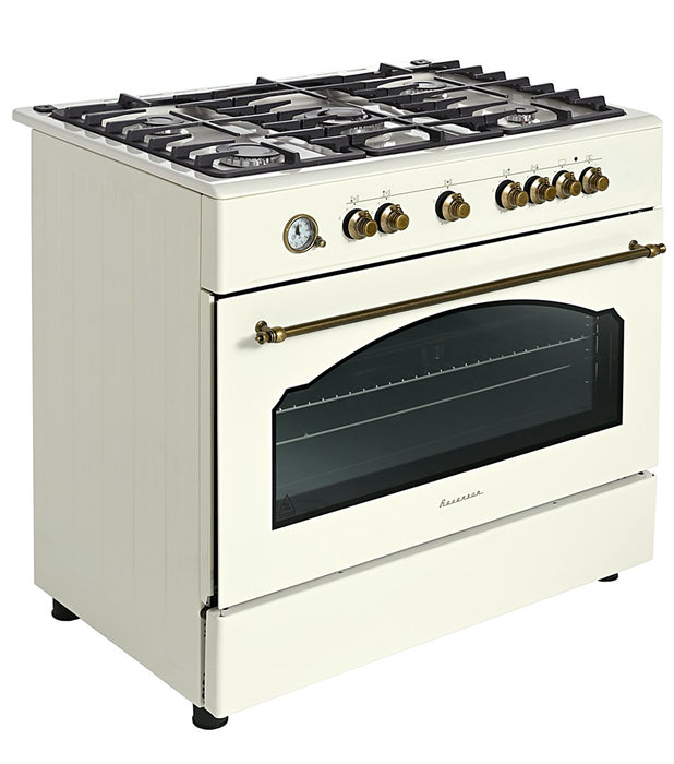 Ravanson Retro KWGE–90ARC gas and electric cooker (cream)