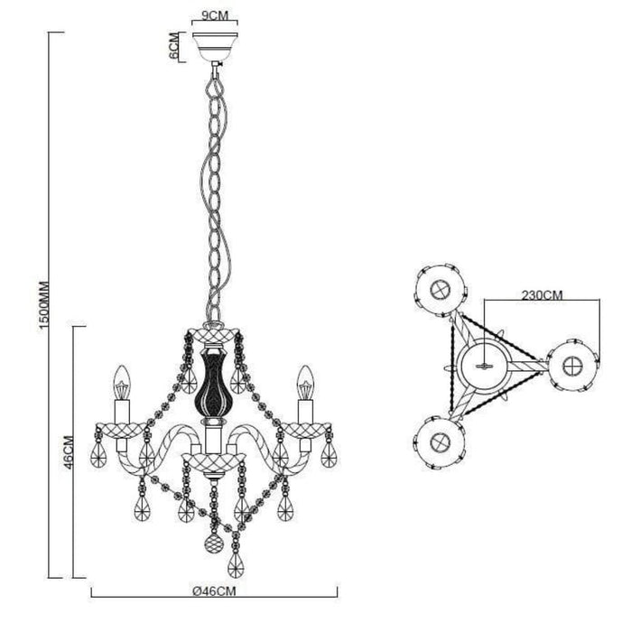 LUSTER CHANDELIER TRANSPARENT 3XE14