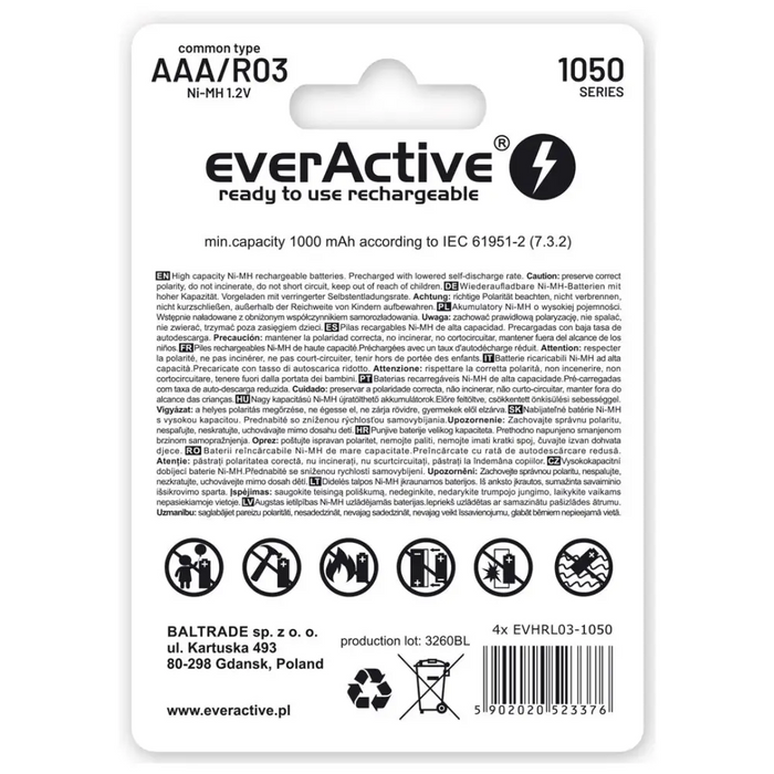 Rechargeable batteries everActive Ni-MH R03 AAA 1050 mAh Professional Line - Rechargeable batteriesBAL-AKM<<<batteries