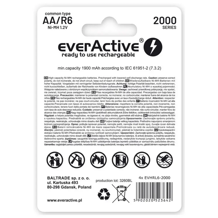 Rechargeable batteries everActive Ni-MH R6 AA 2000 mAh Silver Line - Rechargeable batteriesBAL-AKM<<<batteries