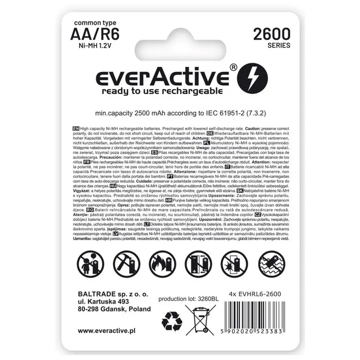 Rechargeable batteries everActive Ni-MH R6 AA 2600 mAh Professional Line - Rechargeable batteriesBAL-AKM<<<batteries