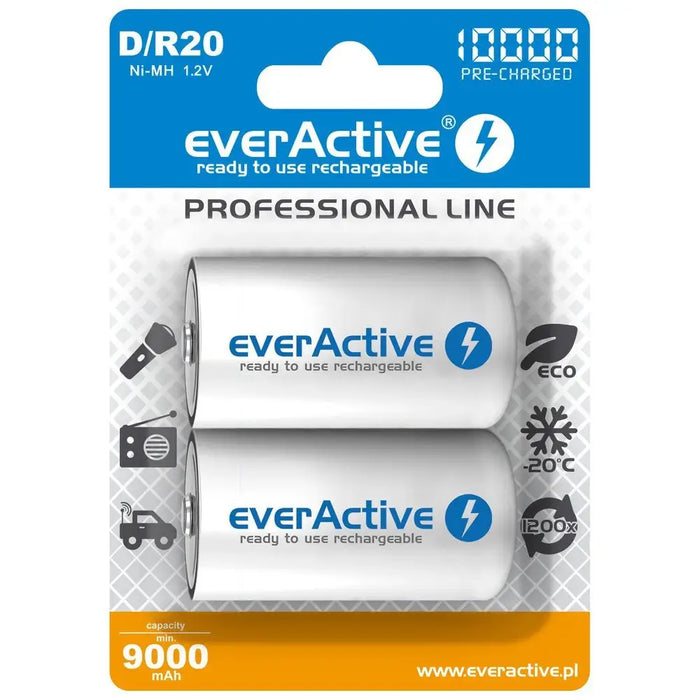 Rechargeable Batteries everActive R20/D Ni-MH 10000 mAh ready to use - Rechargeable batteriesBAL-AKM<<<batteries