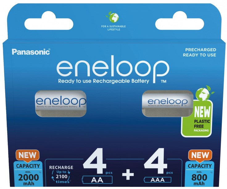 Rechargeable batteries PANASONIC ENELOOP 4x AA 2000 mAh + 4x AAA 800 mAh 8 szt (BK-3MCDE + 4MCDE/8CP) - Rechargeable