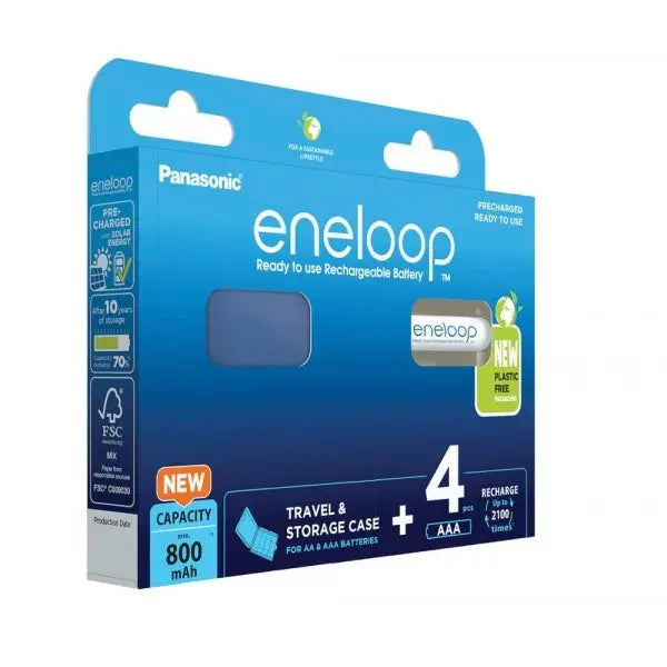 Rechargeable batteries PANASONIC ENELOOP AAA 800 mAh 4 szt + case (BK-4MCDE/4CP + CASE) - Rechargeable