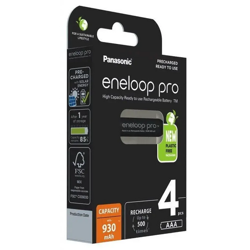 Rechargeable batteries PANASONIC ENELOOP PRO AAA 930 mAh 4 szt (BK-4HCDE/4CP) - Rechargeable