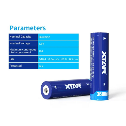 Rechargeable battery XTAR for flashlights 18650 with protection 3600mAh Li-ion - Батерии<<<Батерии и зарядни