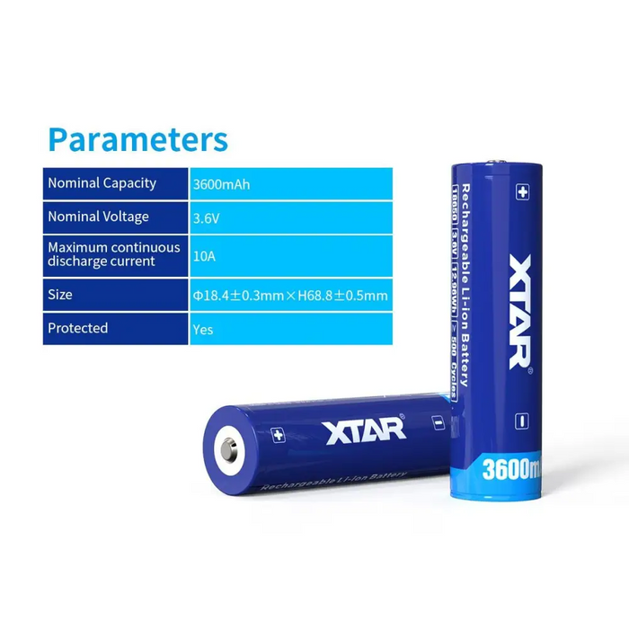 Rechargeable battery XTAR for flashlights 18650 with protection 3600mAh Li-ion - Батерии<<<Батерии и зарядни