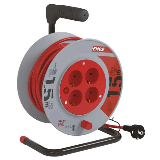 REEL EXTENSION 15M - G3X1.0MM2 - 4 SOCKETS EMOS - Удължители и макари<<<Електроматериали<<<Строителни