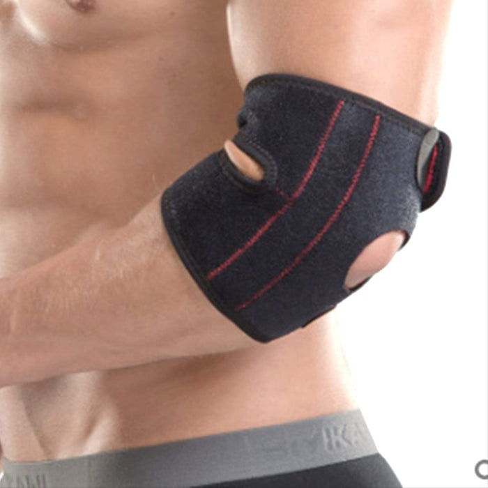 Adjustable neoprene elbow pad, analgesic