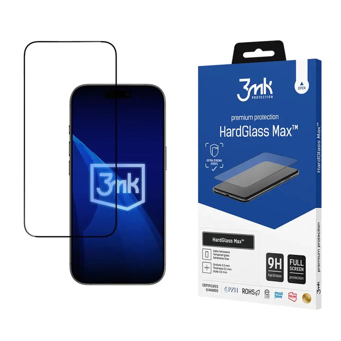 Reinforced tempered glass 3mk HardGlass Max Black for iPhone 17 Air - *Kategoria tymczasowa<<<HurtelXML