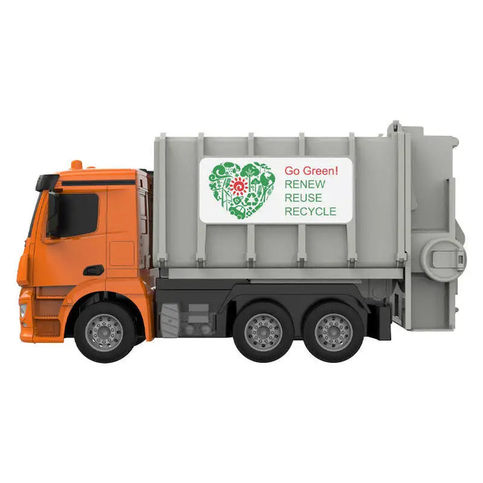 Remote control RC garbage truck 1:26 Double Eagle (orange) Mercedes-Benz Antos E676-003 - Remote-controlled