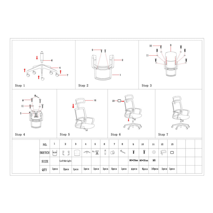 RFG Executive chair Smart HB, damask and mesh, black seat, red back