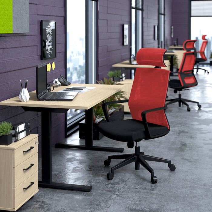 RFG Executive chair Smart HB, damask and mesh, black seat, red back
