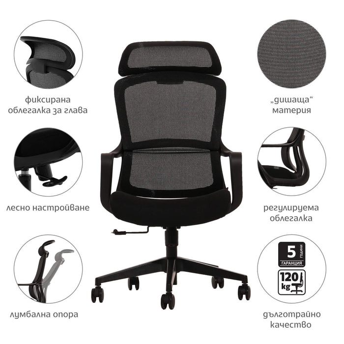 RFG Director's chair Best HB, damask and mesh, dark blue seat, dark blue back