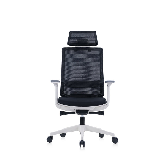 RFG Meteor X White HB ergonomic chair, black seat, black back