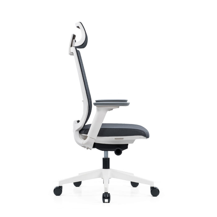 RFG Meteor X White HB ergonomic chair, gray seat, gray back