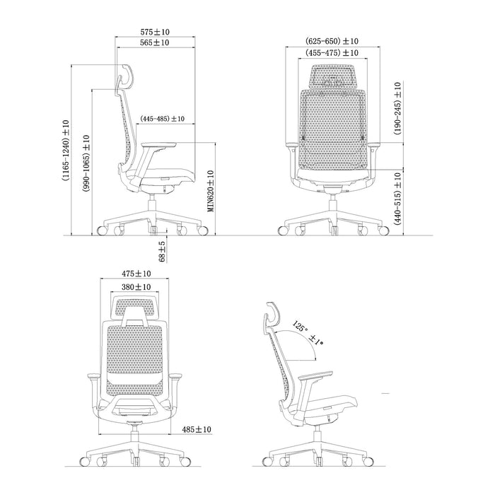 RFG Meteor X White HB ergonomic chair, gray seat, gray back
