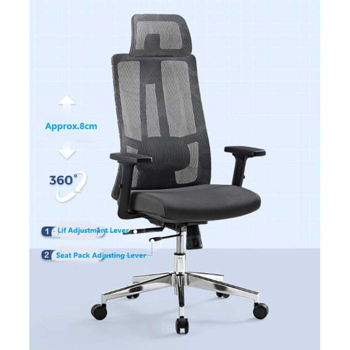 RFG Artur HB ergonomic chair, dark gray seat, black backrest