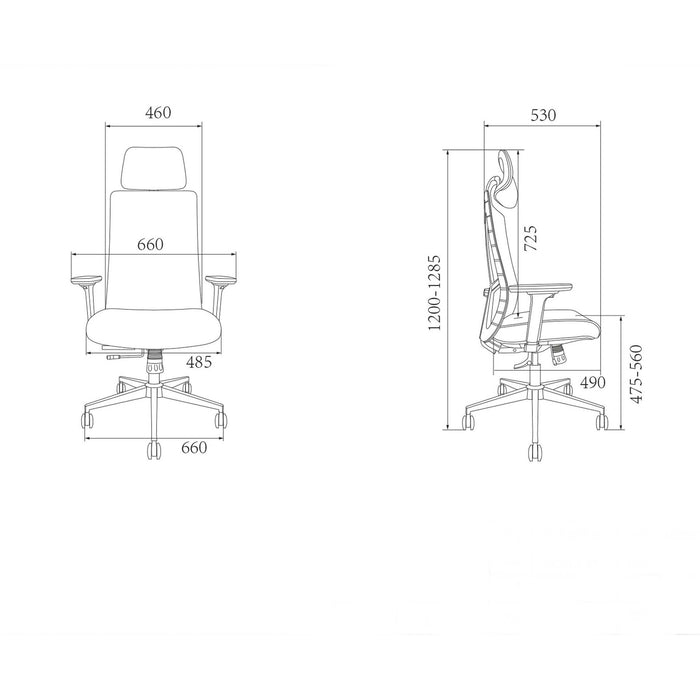 RFG Artur HB ergonomic chair, dark gray seat, black backrest