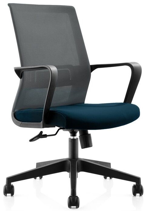 RFG Work chair Smart W, damask and mesh, blue seat, gray back
