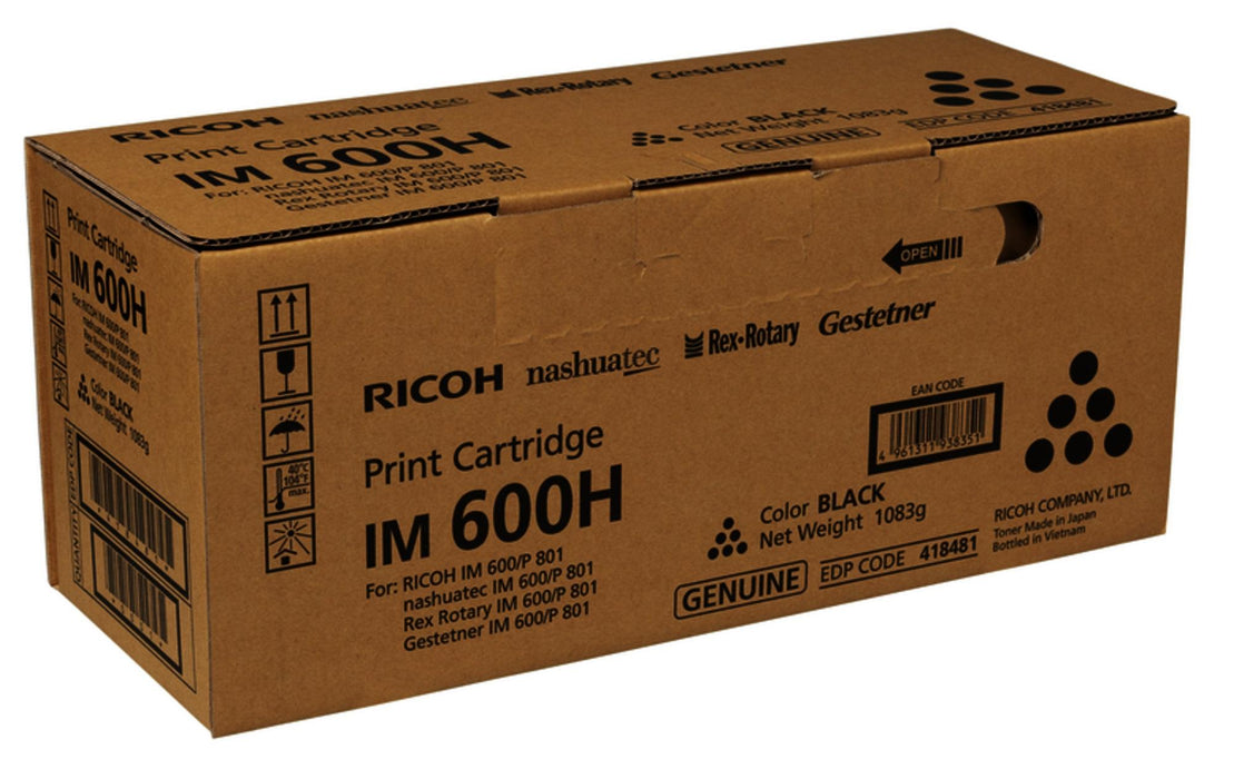 Toner cartridge Ricoh IM 600H, For Ricoh P801, IM600F, 40000 copies, Black
