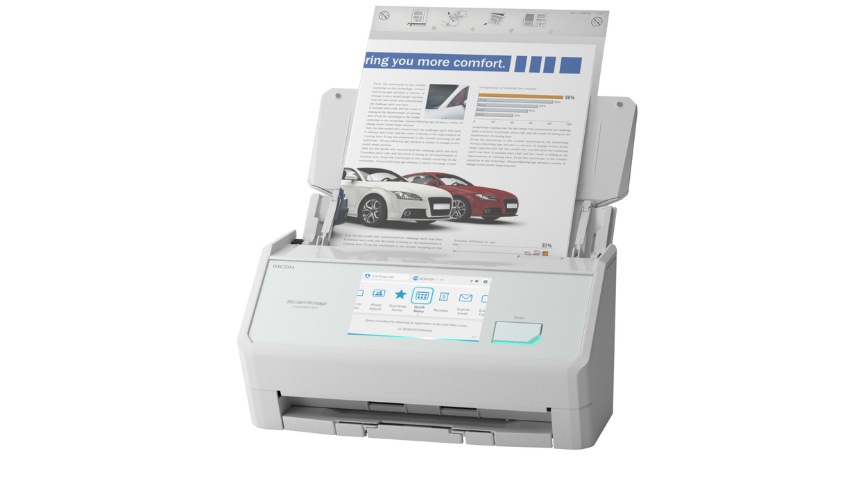 Scanner Ricoh ScanSnap iX2500, A4, USB 3.2, Wi-Fi, Duplex ADF, 45ppm/90 ipm, 5" touch display; white