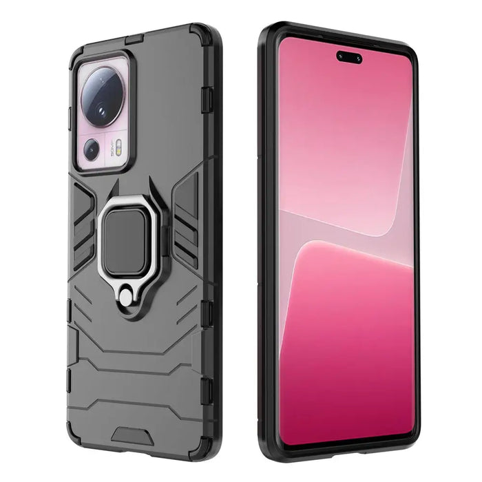 Ring Armor case for Xiaomi 13 Lite armored cover magnetic holder ring black - Cell phone cases and covers<<<HurtelXML