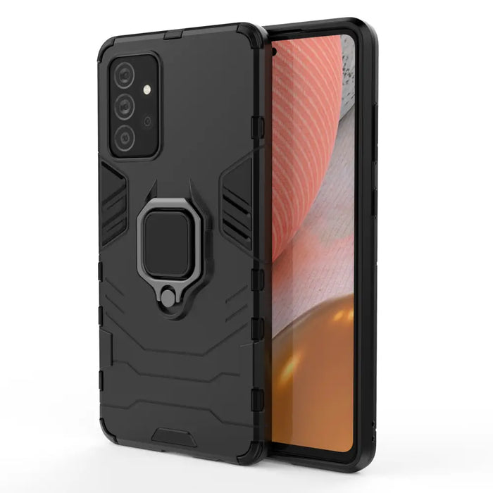 Ring Armor Case Kickstand Tough Rugged Cover for Samsung Galaxy A72 4G black - Cell phone cases and covers<<<HurtelXML