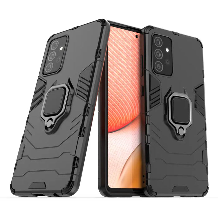Ring Armor Case Kickstand Tough Rugged Cover for Samsung Galaxy A72 4G black - Cell phone cases and covers<<<HurtelXML