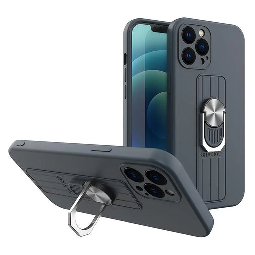 Ring Case silicone case with a finger grip and base for Samsung Galaxy S21 FE blue - Cell phone cases