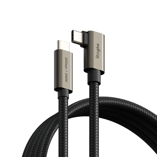 Ringke 3.2 gen. 2x2 USB-C PD 3.1 240W 1m angled cable - black - Cables and tapes<<<HurtelXML