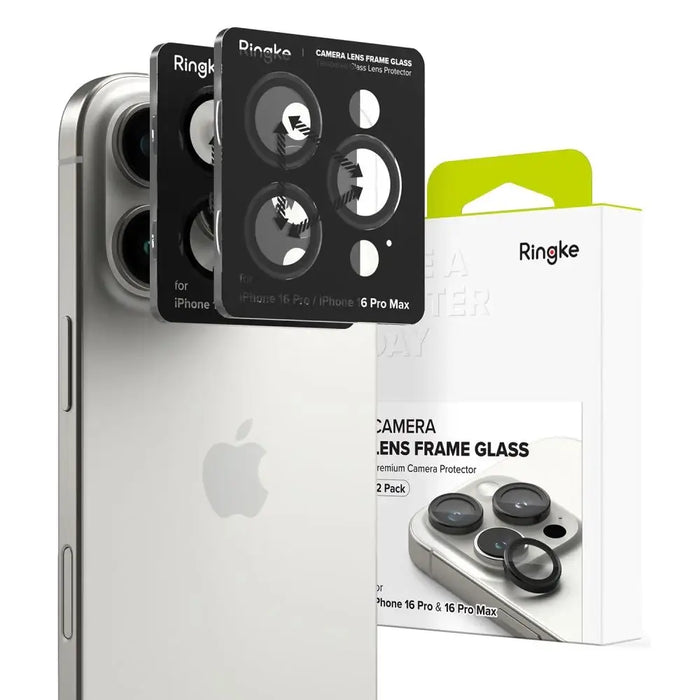 Ringke Camera Frame Protector 2-pack for iPhone 16 Pro / 16 Pro Max - Black - Cell phone tempered