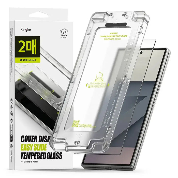 Ringke Cover Display Easy Slide Tempered Glass 2-pack for Samsung Galaxy Z Fold 7 - Transparent - Cell phone tempered