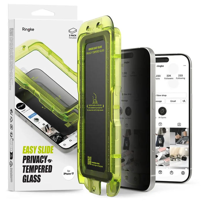 Ringke Easy Slide 2-pack Privacy Glass for iPhone 17 - Black - Cell phone tempered glass<<<HurtelXML