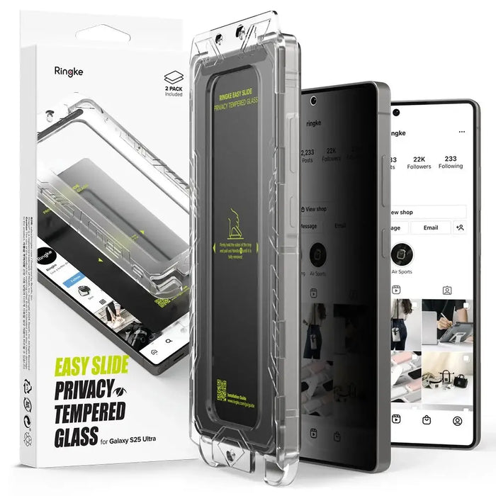 Ringke Easy Slide 2-pack Privacy Glass for Samsung Galaxy S25 Ultra - Cell phone tempered glass<<<HurtelXML