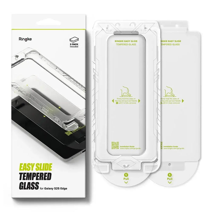 Ringke Easy Slide 2-pack tempered glass for Samsung Galaxy S25 Edge - transparent - Cell phone tempered
