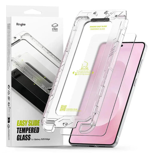 Ringke Easy Slide 2-pack tempered glass for Samsung Galaxy S25 Edge - transparent - Cell phone tempered