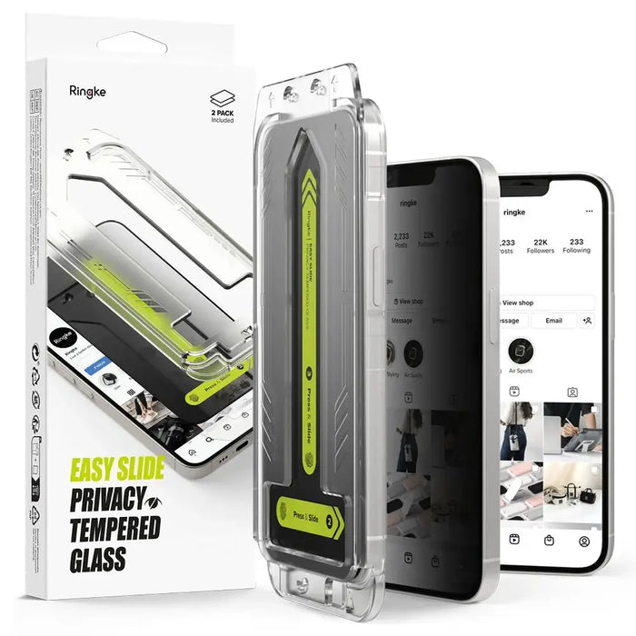Ringke Easy Slide Privacy Glass 2-pack for iPhone 13 / 13 Pro / 14 / 16e - Cell phone tempered glass<<<HurtelXML