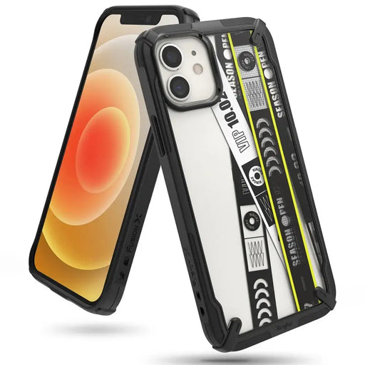 Ringke Fusion X Design durable PC Case with TPU Bumper for iPhone 12 mini black (Ticket band) (XDAP0018) - Cell phone