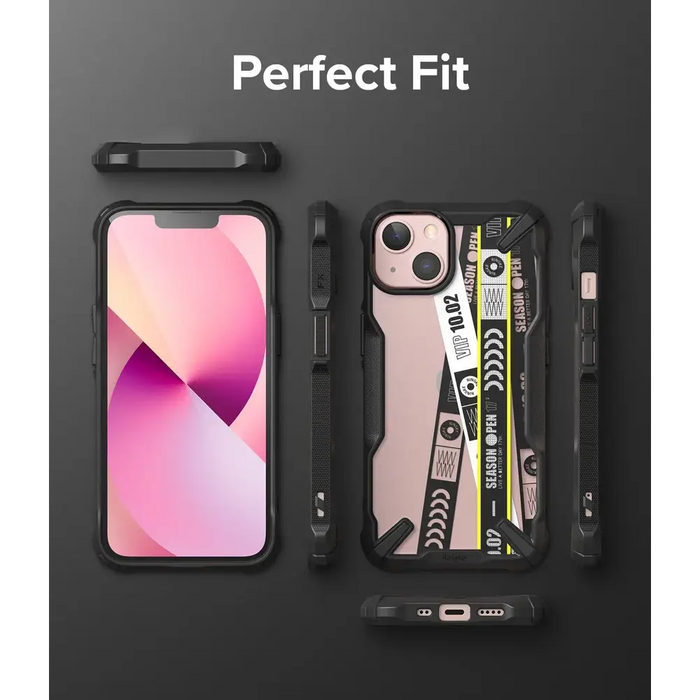 Ringke Fusion X Design durable PC Case with TPU Bumper for iPhone 13 mini black (Ticket band) (FXD540E43) - Cell phone
