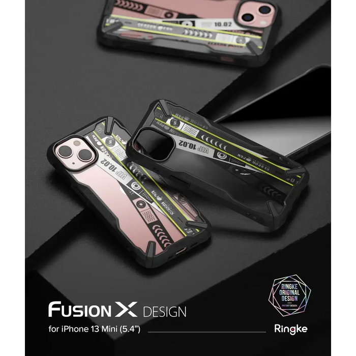 Ringke Fusion X Design durable PC Case with TPU Bumper for iPhone 13 mini black (Ticket band) (FXD540E43) - Cell phone