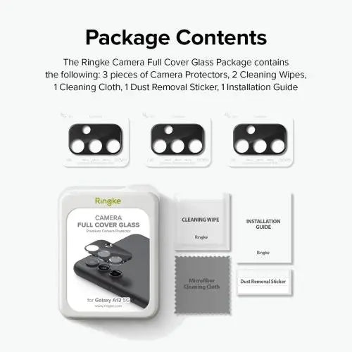 Ringke Galaxy A13 5G Camera Protector Full Cover Glass package (3 pcs) Black - Samsung